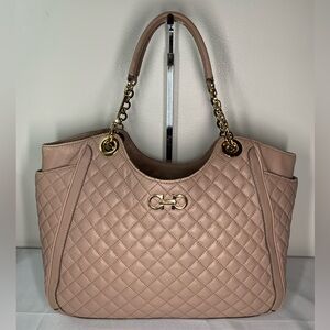SOLD!!!!!Salvatore Ferragamo quilted blush/beige leather shoulder bag